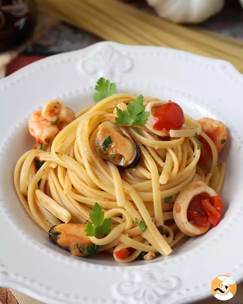 9. Fagyasztott tenger gyümölcsei linguine
