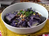 Recept Tészta vörös káposztával és dióval, az első fogás, amely jól néz ki és könnyen elkészíthető.