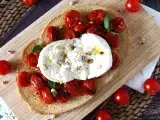 Recept Sült paradicsom és burrata bruschetta