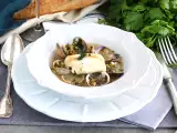 Recept Párolt szürke tőkehal, kagyló és borsó