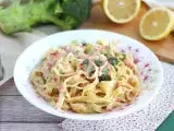 Recept Egy lábas tészta - tagliatelle lazaccal és brokkolival