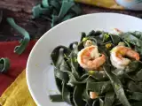 Recept Spirulina tészta garnélarákkal és citrommal: tápanyagokban gazdag első fogás egyedi ízzel