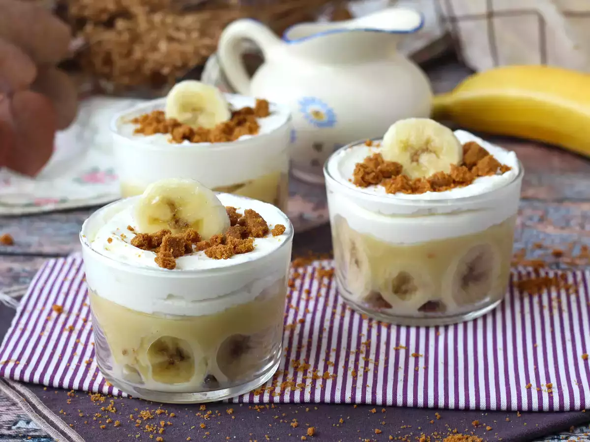 Recept Banános és karamellás poharak a banán és a karamell rajongóinak.