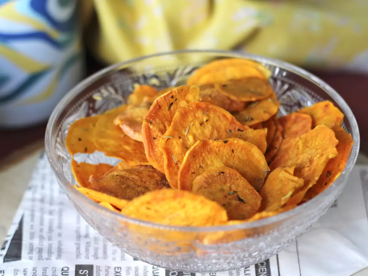Recept Mikrohullámú édesburgonya chips