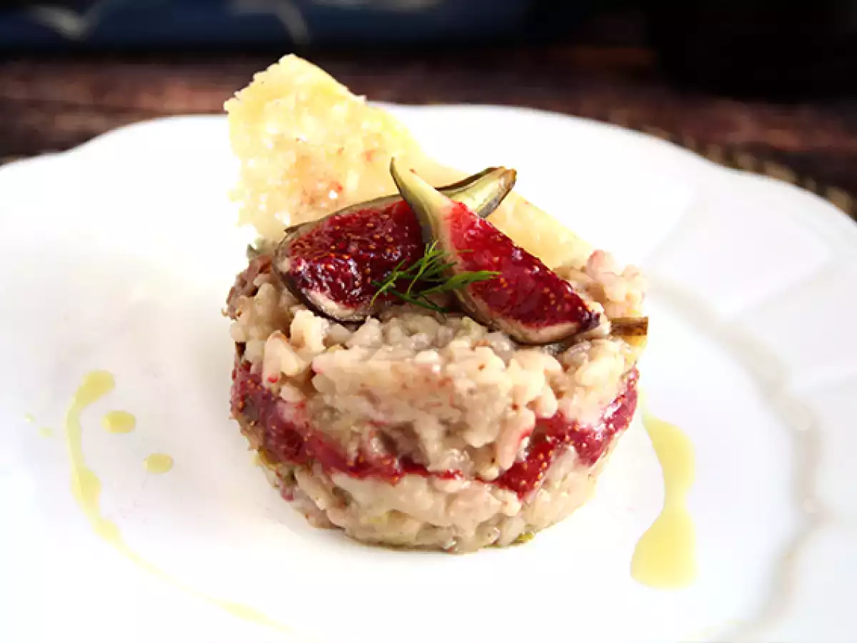 Recept Füge, gorgonzola és sonka rizottó