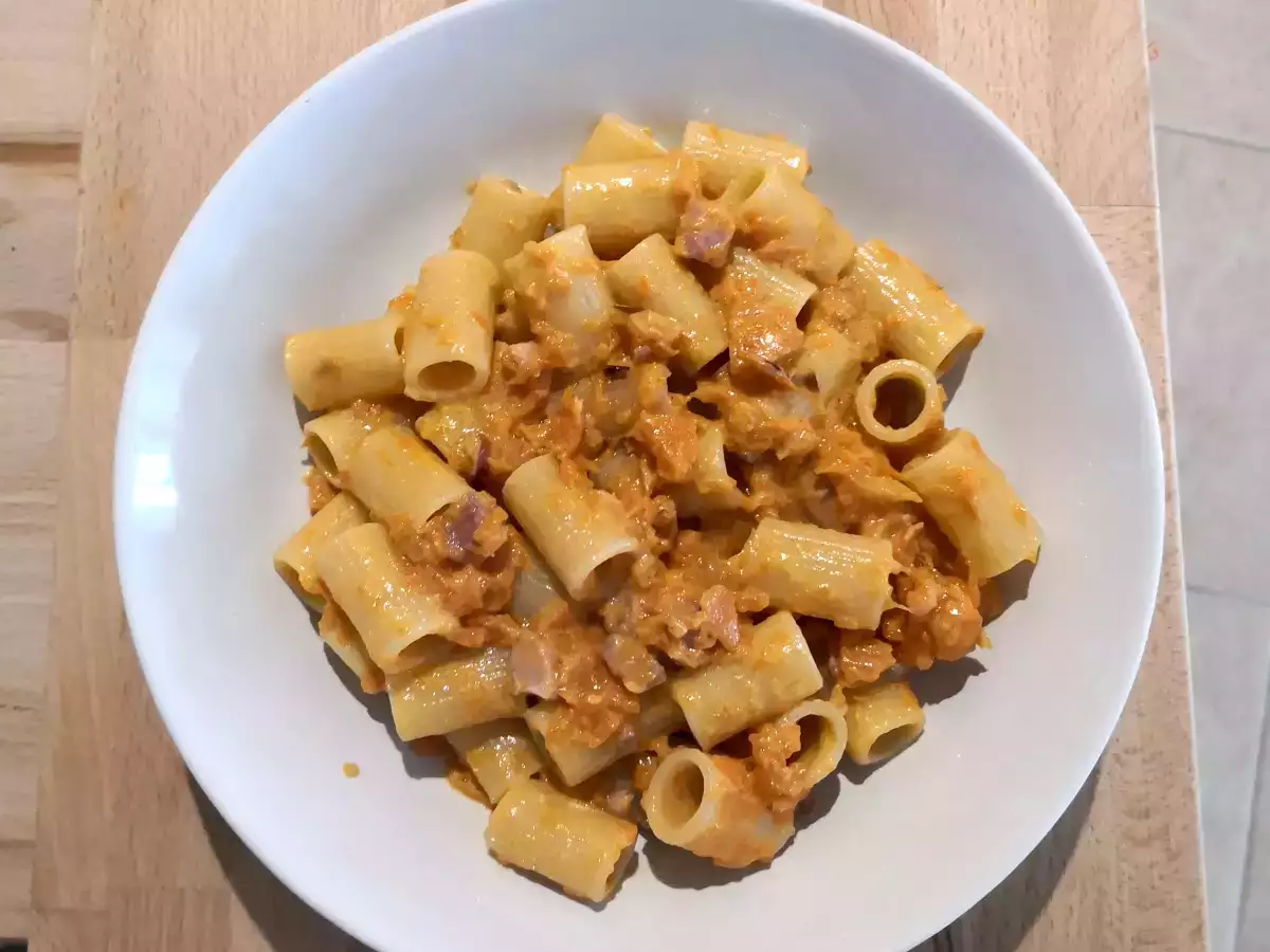 Recept Tészta sütőtökkel és szalonnával