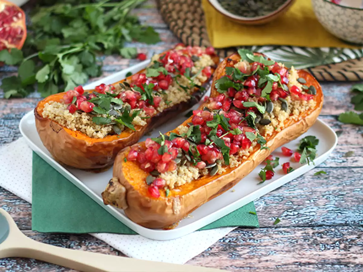Recept Butternut töltött quinoával és gránátalmával