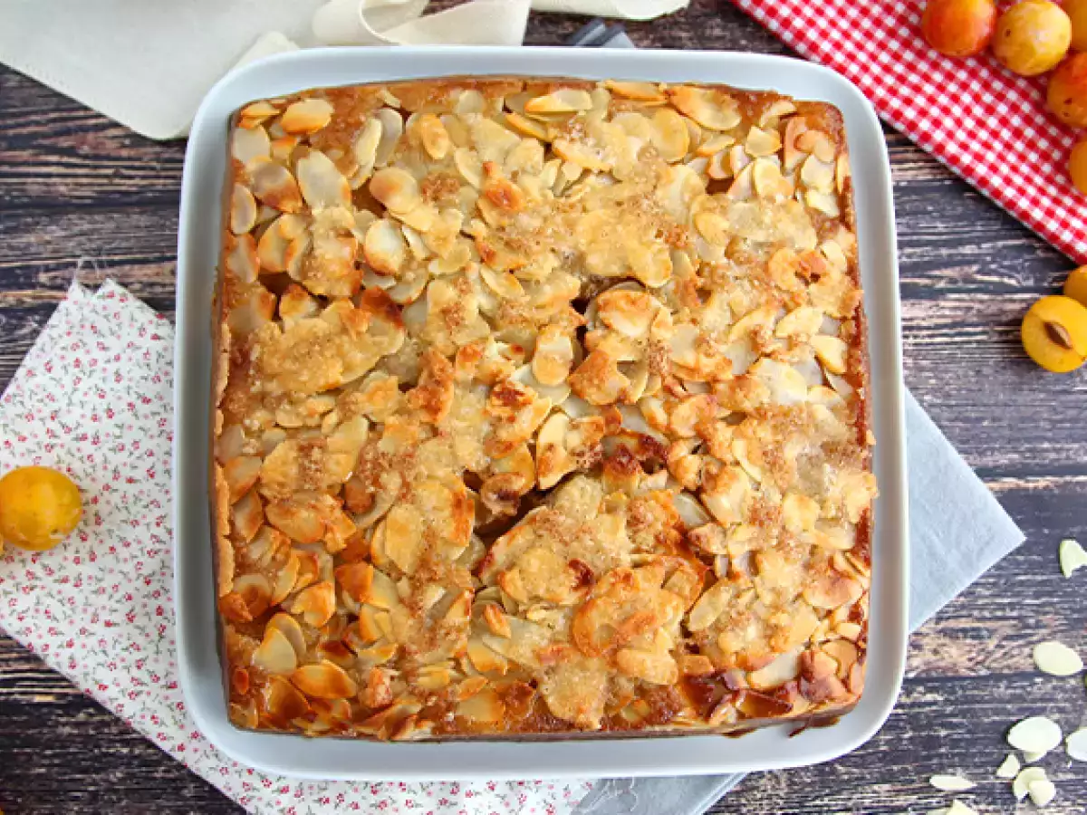 Recept Mirabelle és mandula fejjel lefelé torta
