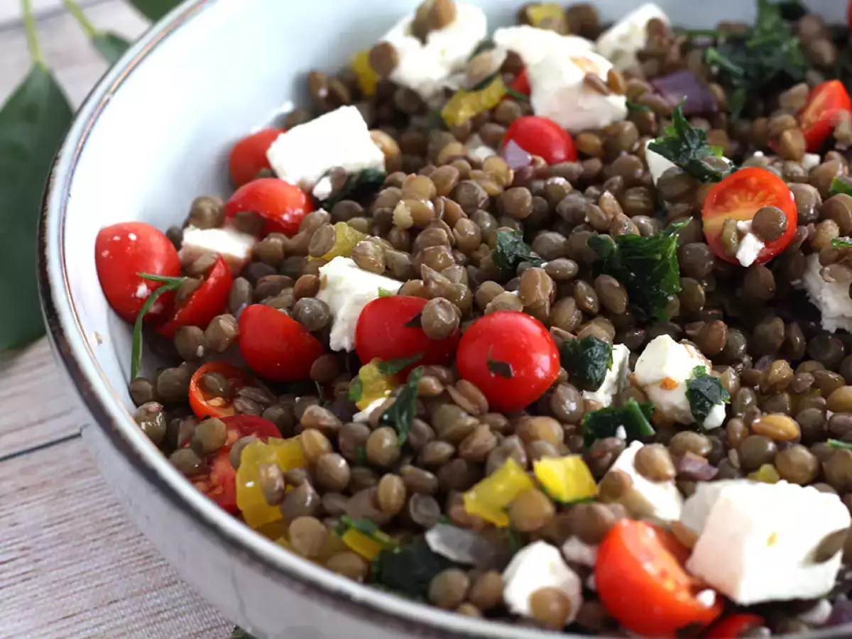 Recept Lencsesaláta túróval