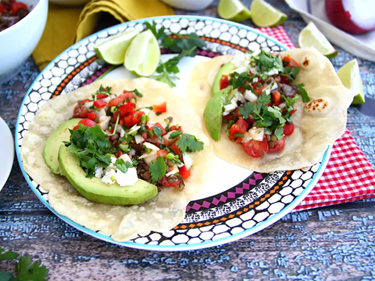 Recept Vegetáriánus taco lencsével