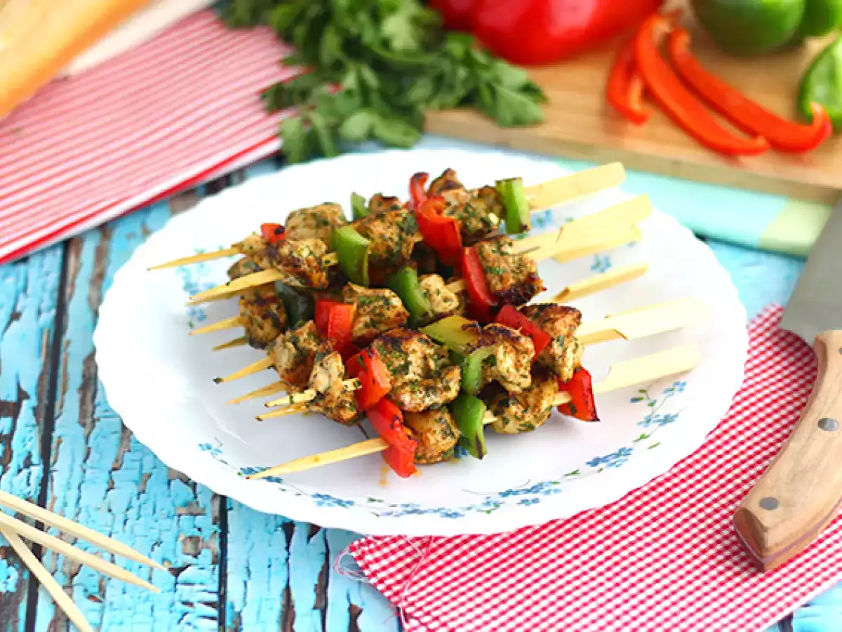 Recept Csirke és paprika kebab