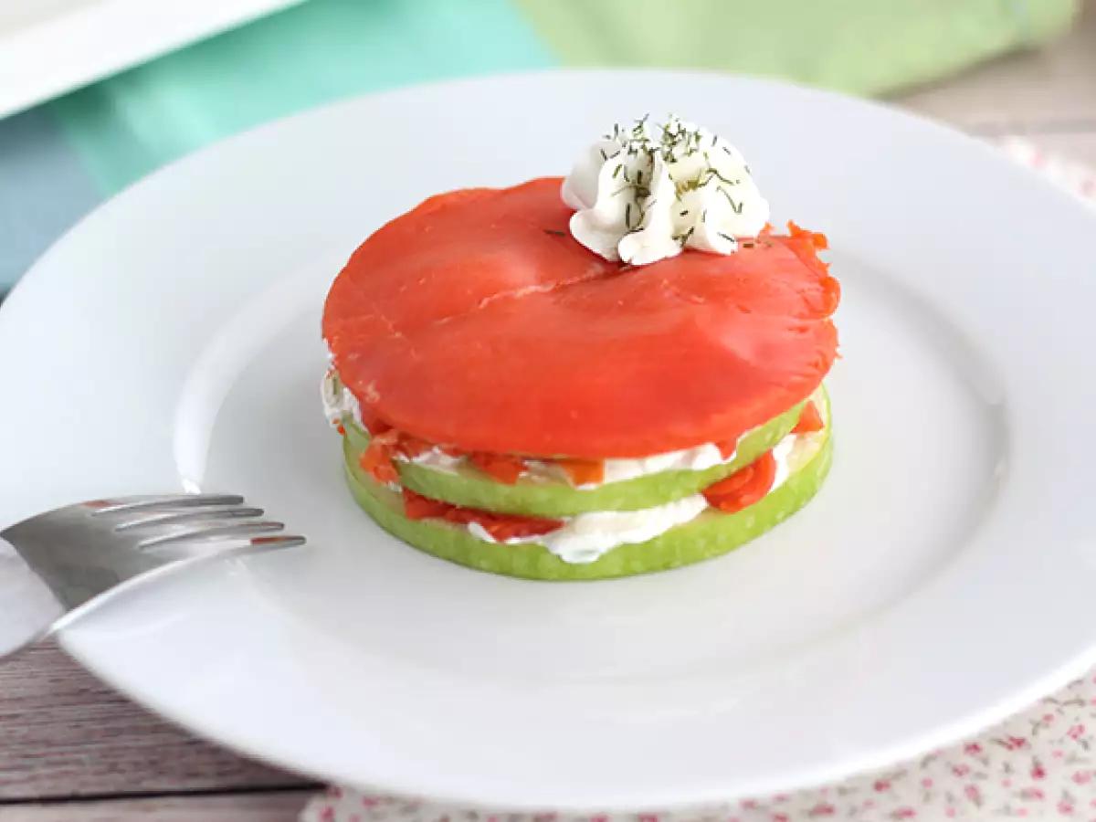 Recept Lazac mille feuille zöld almával