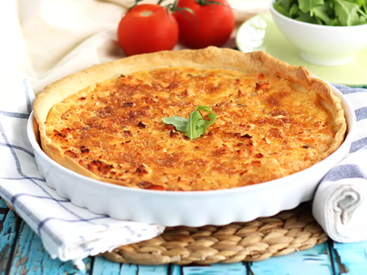 Recept Gyors és egyszerű lazacos quiche