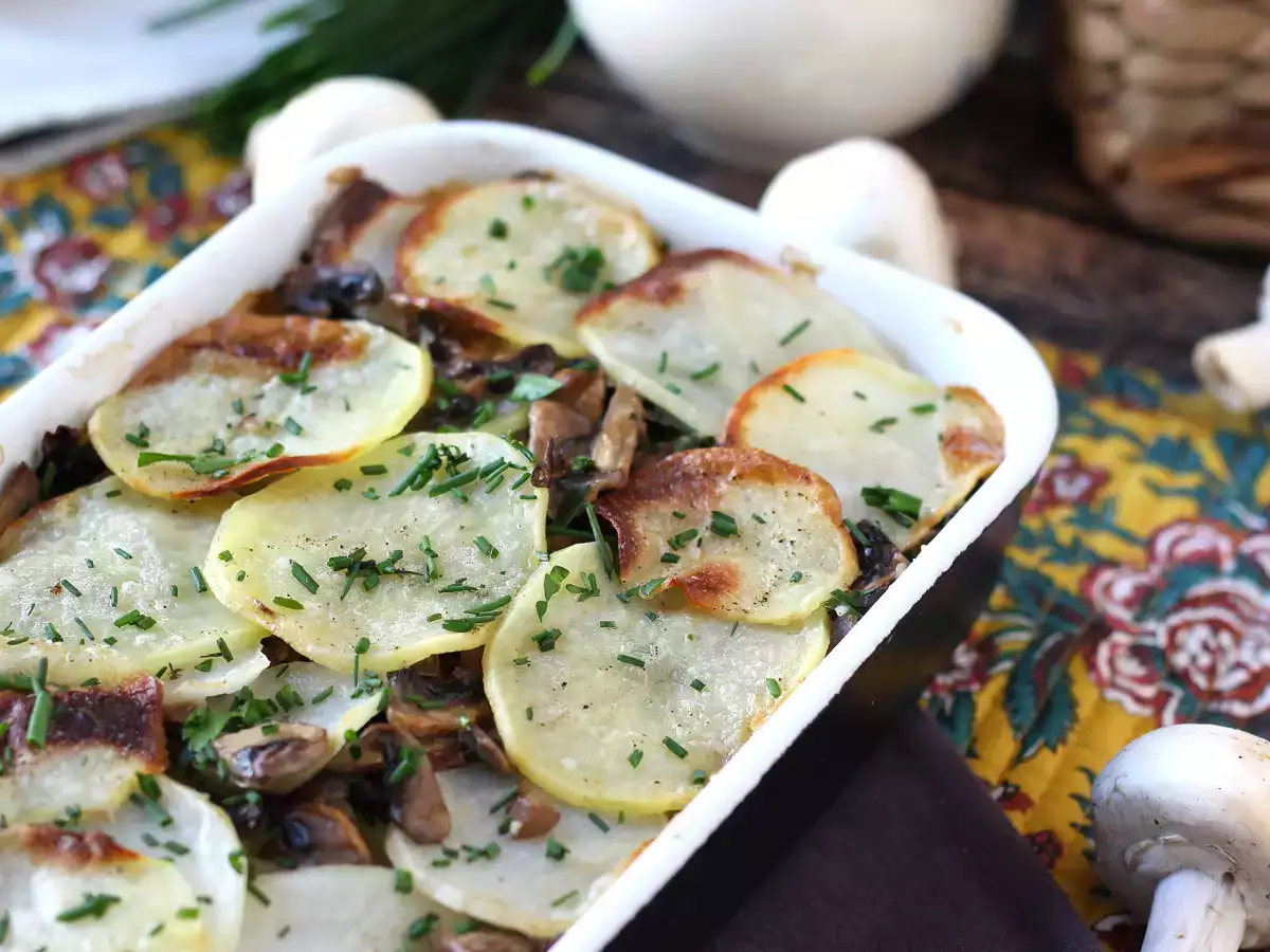 Recept Gratin burgonya gombával