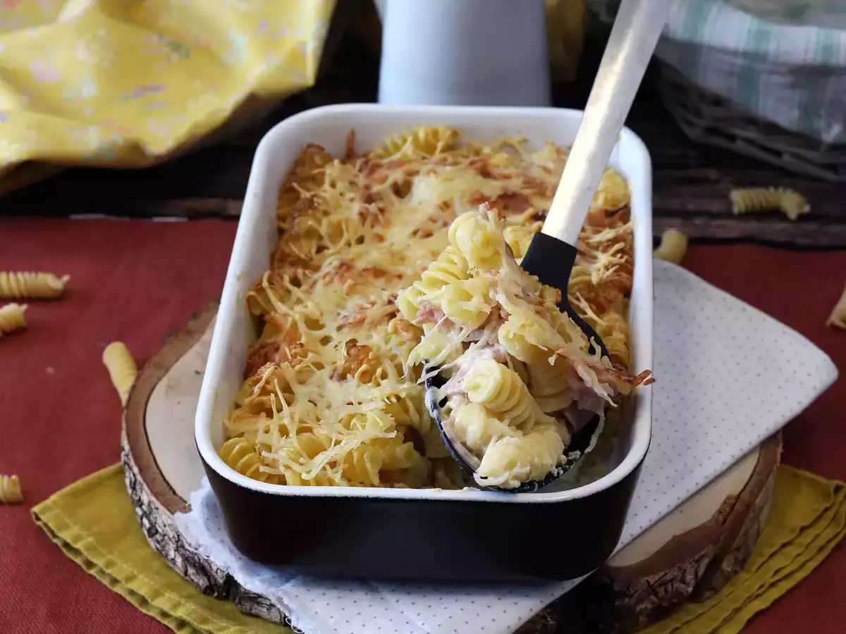 Recept Gratin sonka és sajt tészta az airfryerben