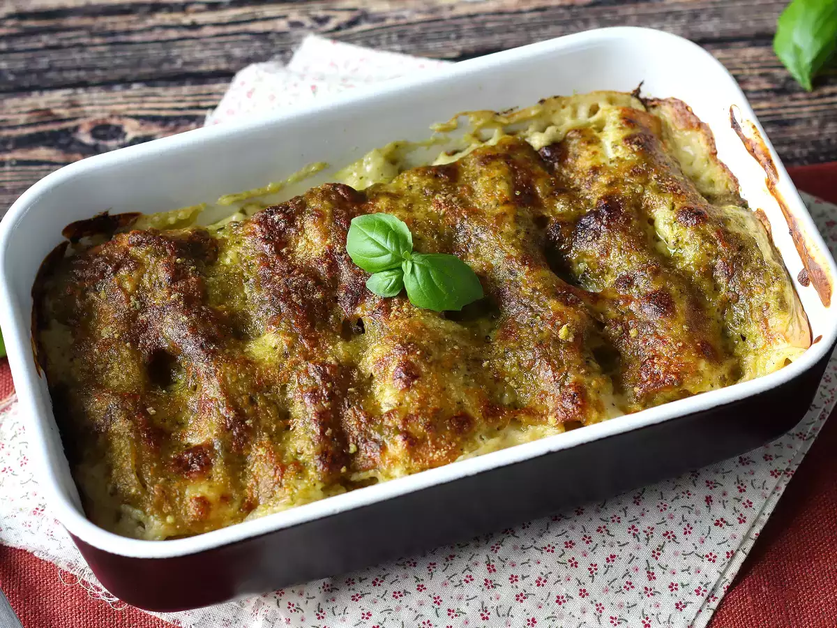 Recept Krémes pesto cannelloni au gratin: az egyszerű és ízletes recept