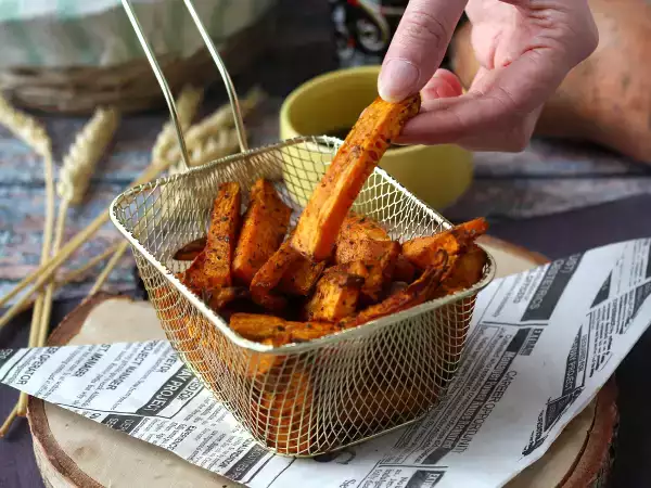 Recept Édesburgonya sült krumpli air fryerben, a ropogós, rágós eredményért!