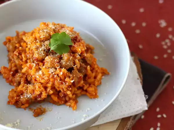 Recept Rizottó 'nduja és kolbász, egy intenzív ízű első fogás