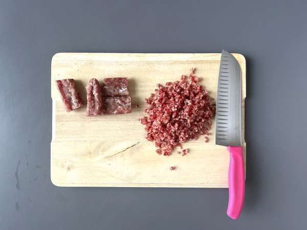 Tartar de fuet: a klasszikus steak-tatár expressz változata - Előkészítés lépés 1