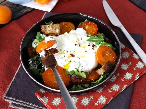 Sült sárgabarack, rukkola és burrata saláta - Előkészítés lépés 5