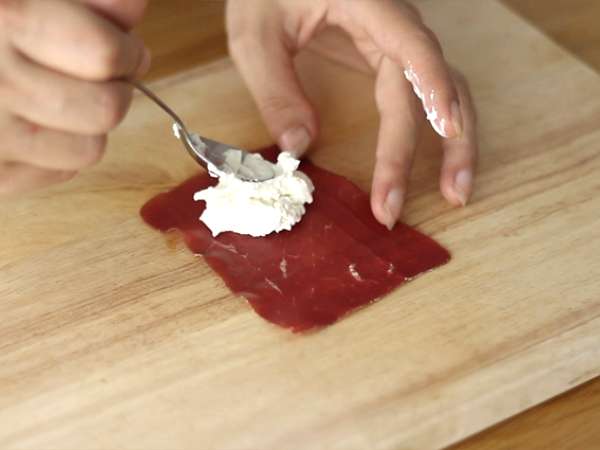 Bündnerfleisch tekercsek Chavroux-val - Előkészítés lépés 1