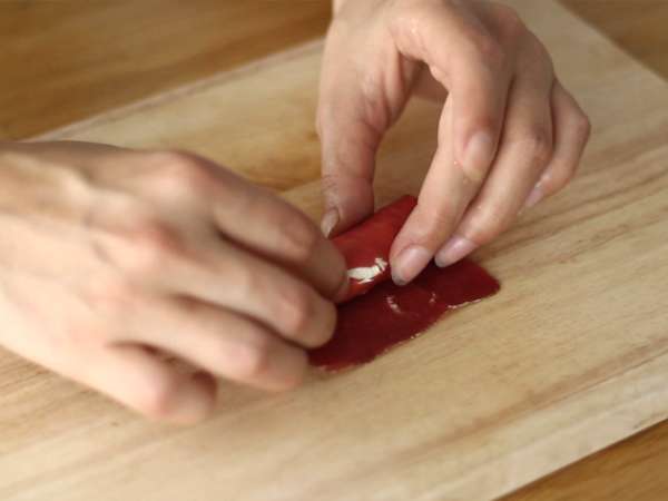 Bündnerfleisch tekercsek Chavroux-val - Előkészítés lépés 3