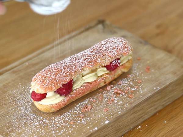 Eclair pisztáciakrémmel és málnával - Előkészítés lépés 17
