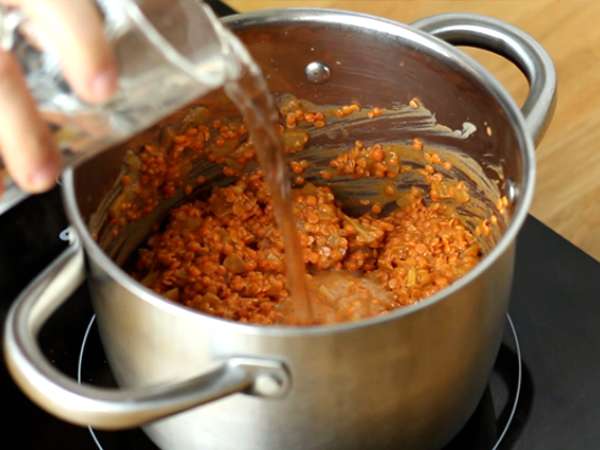 Könnyű korall lencse dahl - Előkészítés lépés 4