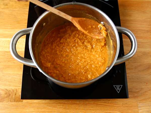 Könnyű korall lencse dahl - Előkészítés lépés 5