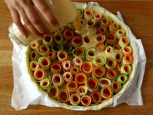 Rózsaszín cukkini és sárgarépa quiche - Előkészítés lépés 4