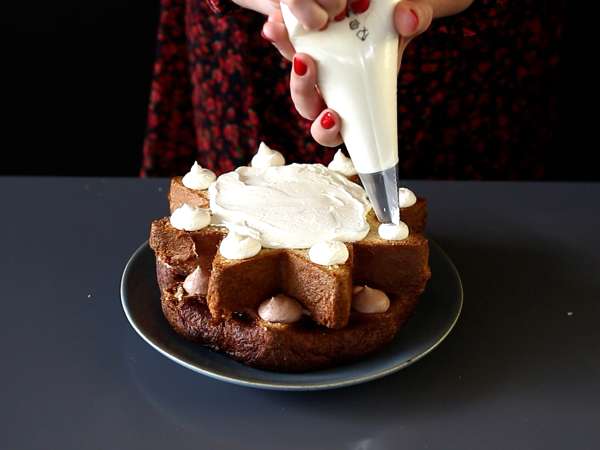 Pandoro briós, Nutella krémmel és vaníliakrémmel töltve, karácsonyfa alakban - Előkészítés lépés 7