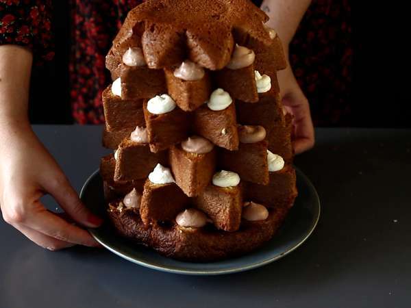 Pandoro briós, Nutella krémmel és vaníliakrémmel töltve, karácsonyfa alakban - Előkészítés lépés 8