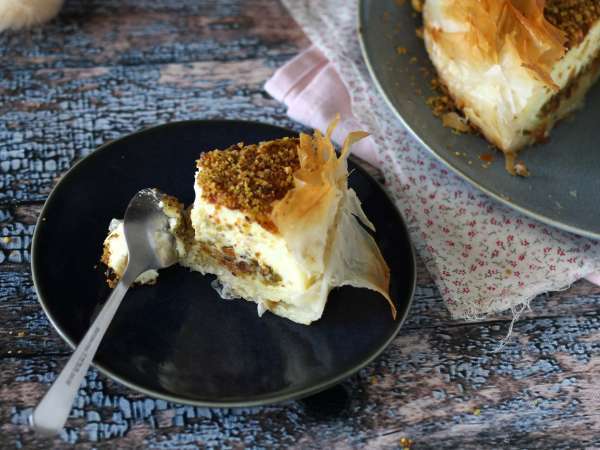 Baklava-stílusú sajttorta pisztáciával, ropogós és olvadó - Előkészítés lépés 11