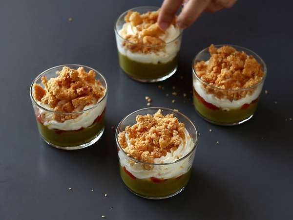 Vegetáriánus verrines: borsókrémleves, parmezán morzsa és mascarpone krém - Előkészítés lépés 10