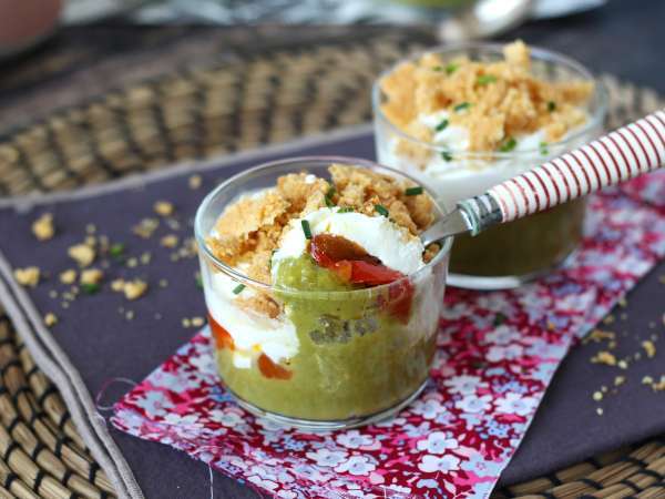 Vegetáriánus verrines: borsókrémleves, parmezán morzsa és mascarpone krém - Előkészítés lépés 11