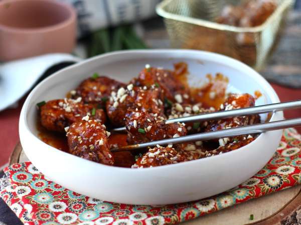 Koreai sült csirke fűszeres gochujang mártással - Dakgangjeong - Előkészítés lépés 10