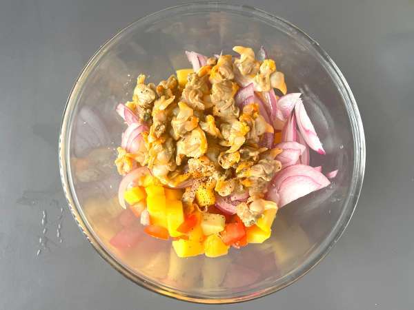 Ceviche konzerv kagylóval - Előkészítés lépés 2