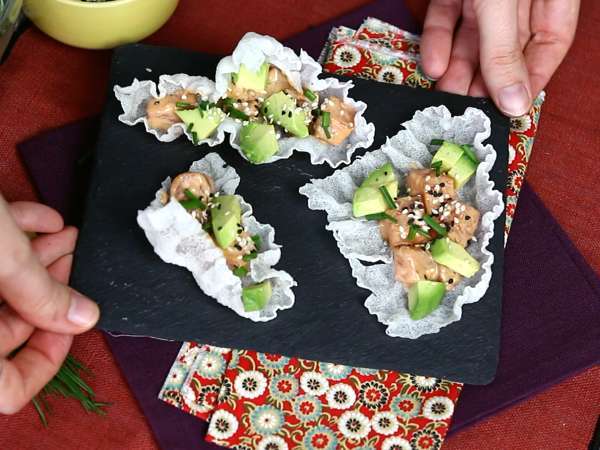 Ázsiai taco: lazactatár rizses chipsben - Előkészítés lépés 6