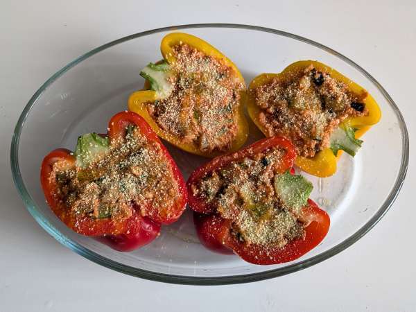 Sült vegetáriánus töltött paprika: az egyszerű és ízletes recept zöldségekkel és mozzarella sajttal - Előkészítés lépés 7