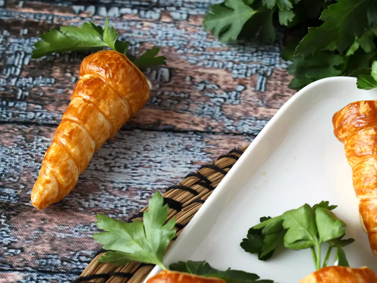 Aranyos leveles tészta sárgarépa húsvéti aperitifhez: kecskesajt és napon szárított paradicsom - fotó 6