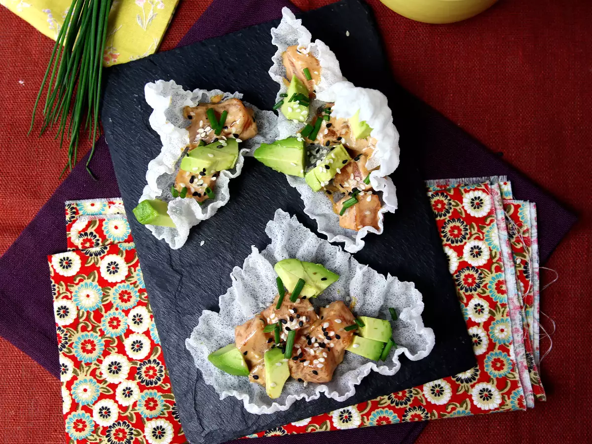 Ázsiai taco: lazactatár rizses chipsben - fotó 5