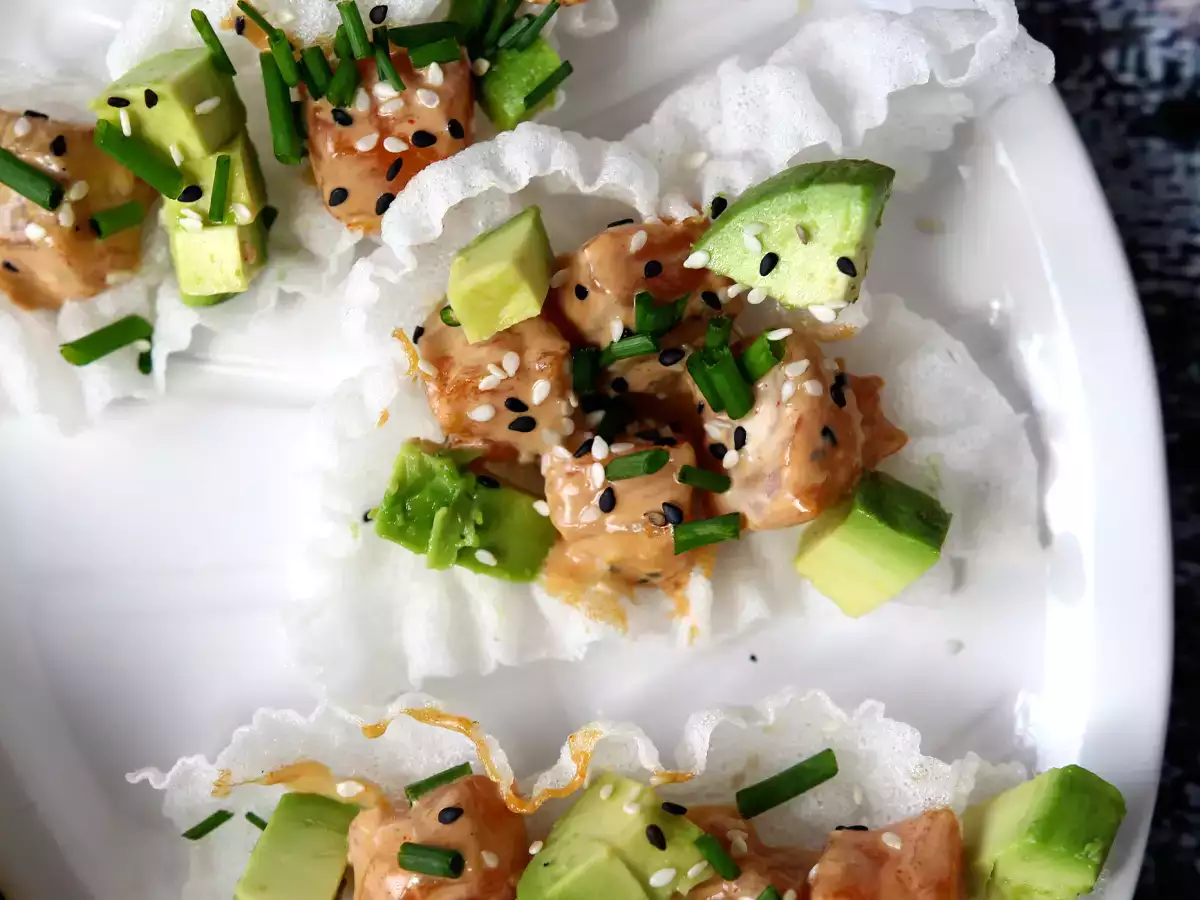 Ázsiai taco: lazactatár rizses chipsben - fotó 7