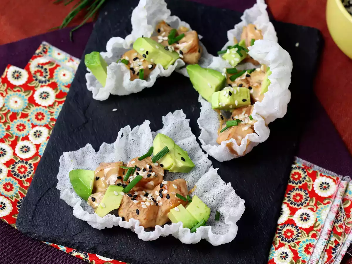 Ázsiai taco: lazactatár rizses chipsben - fotó 8