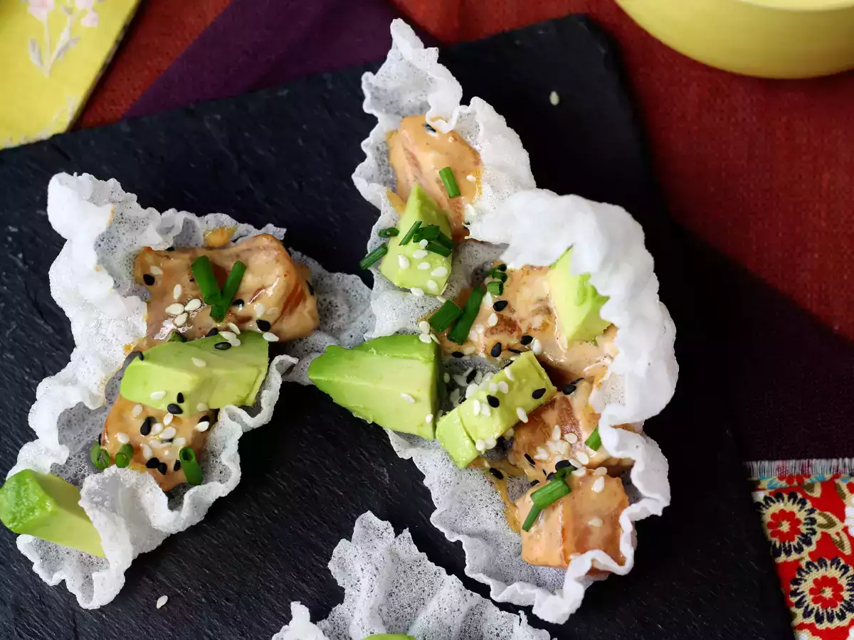 Ázsiai taco: lazactatár rizses chipsben - fotó 9