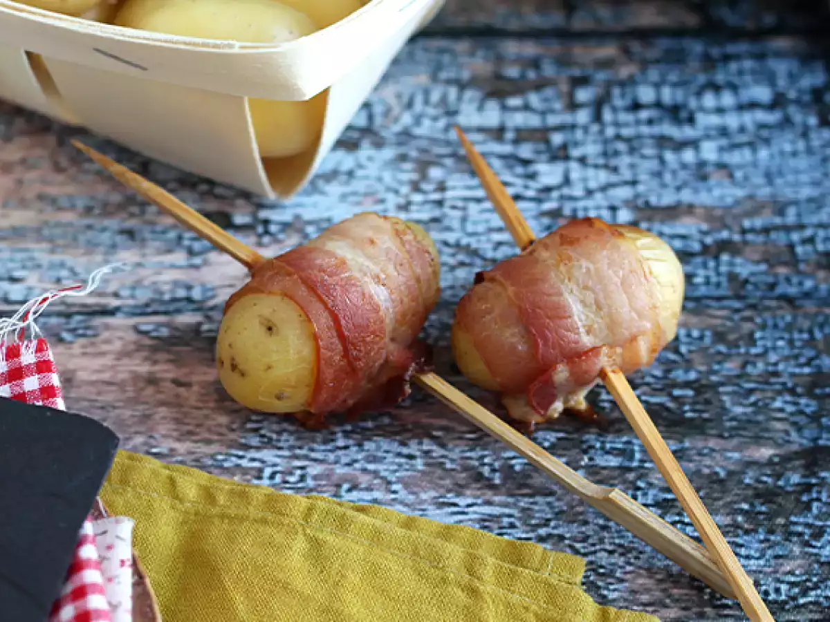 Burgonya és füstölt szalonna nyársak aperitifként - fotó 2