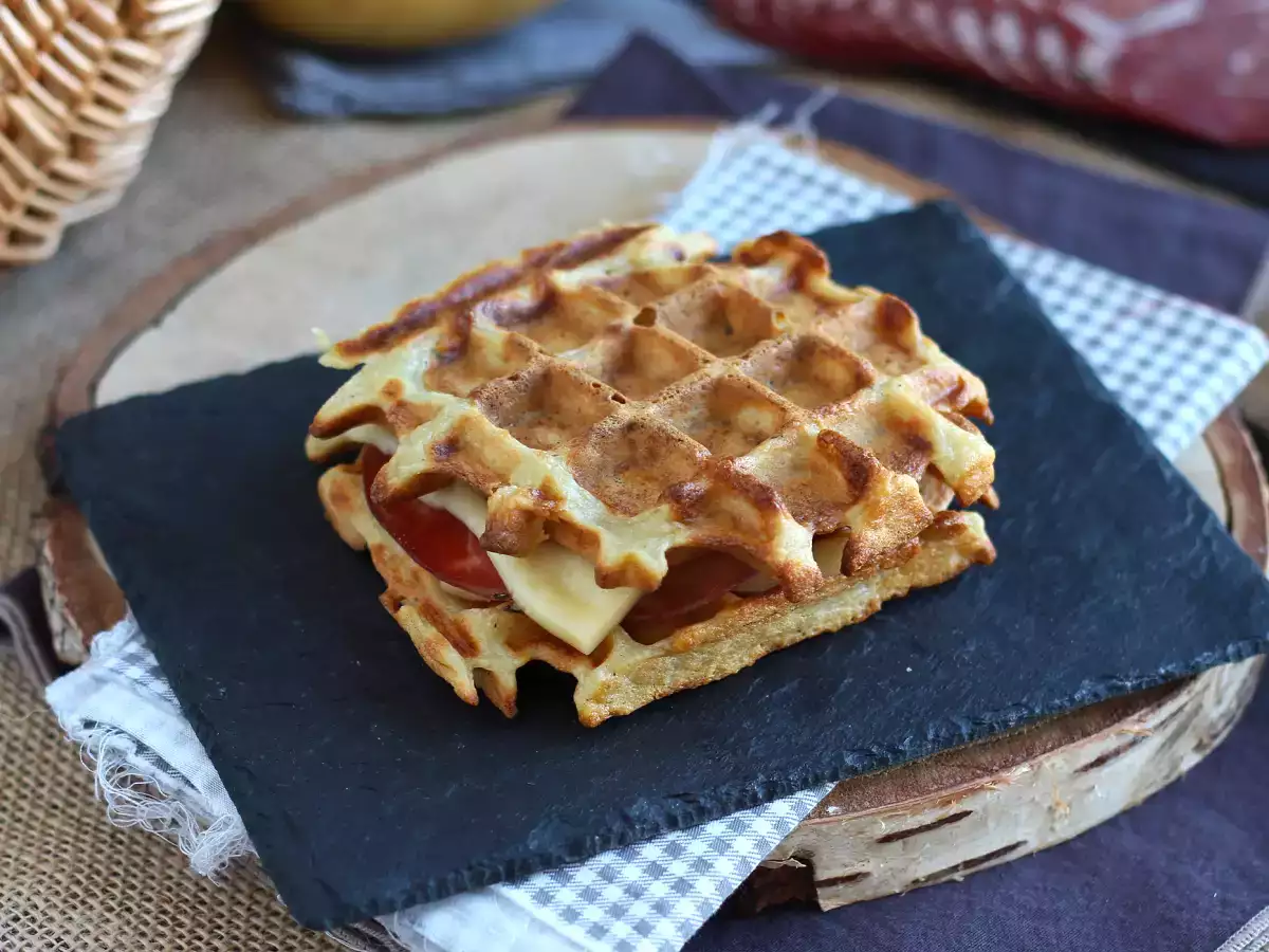 Burgonyás gofri szendvics raclette-vel, a végső kényelmi étel - fotó 5