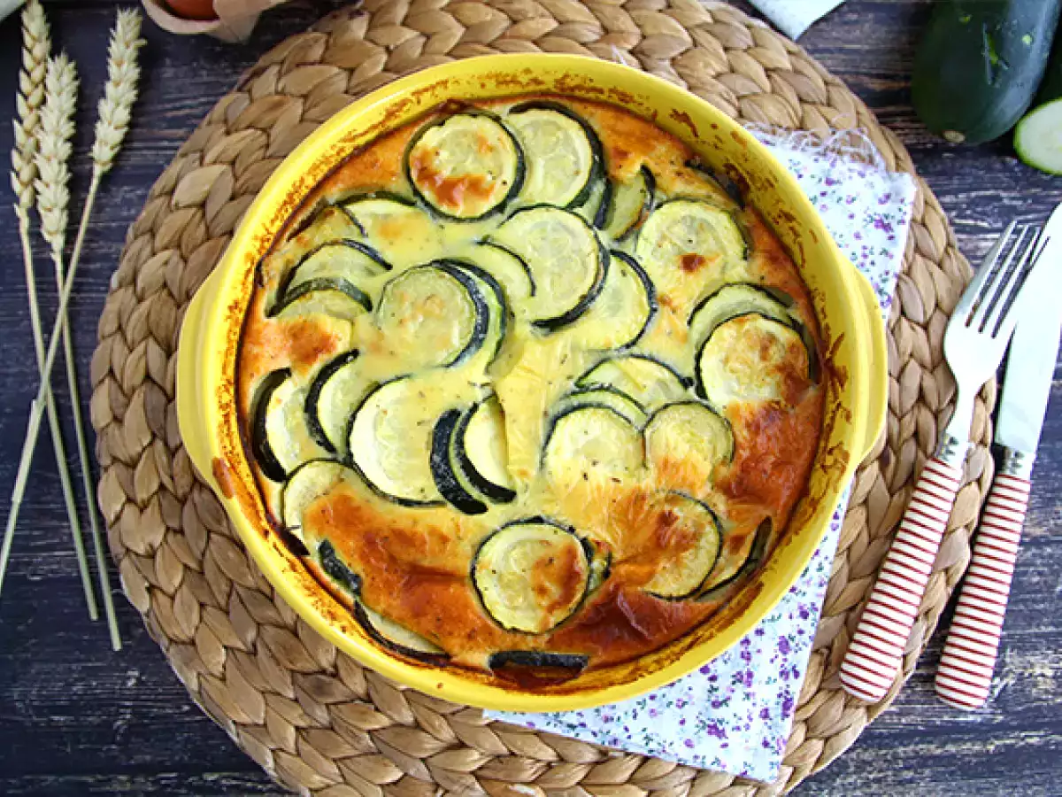 Cukkini és kecskesajtos clafoutis