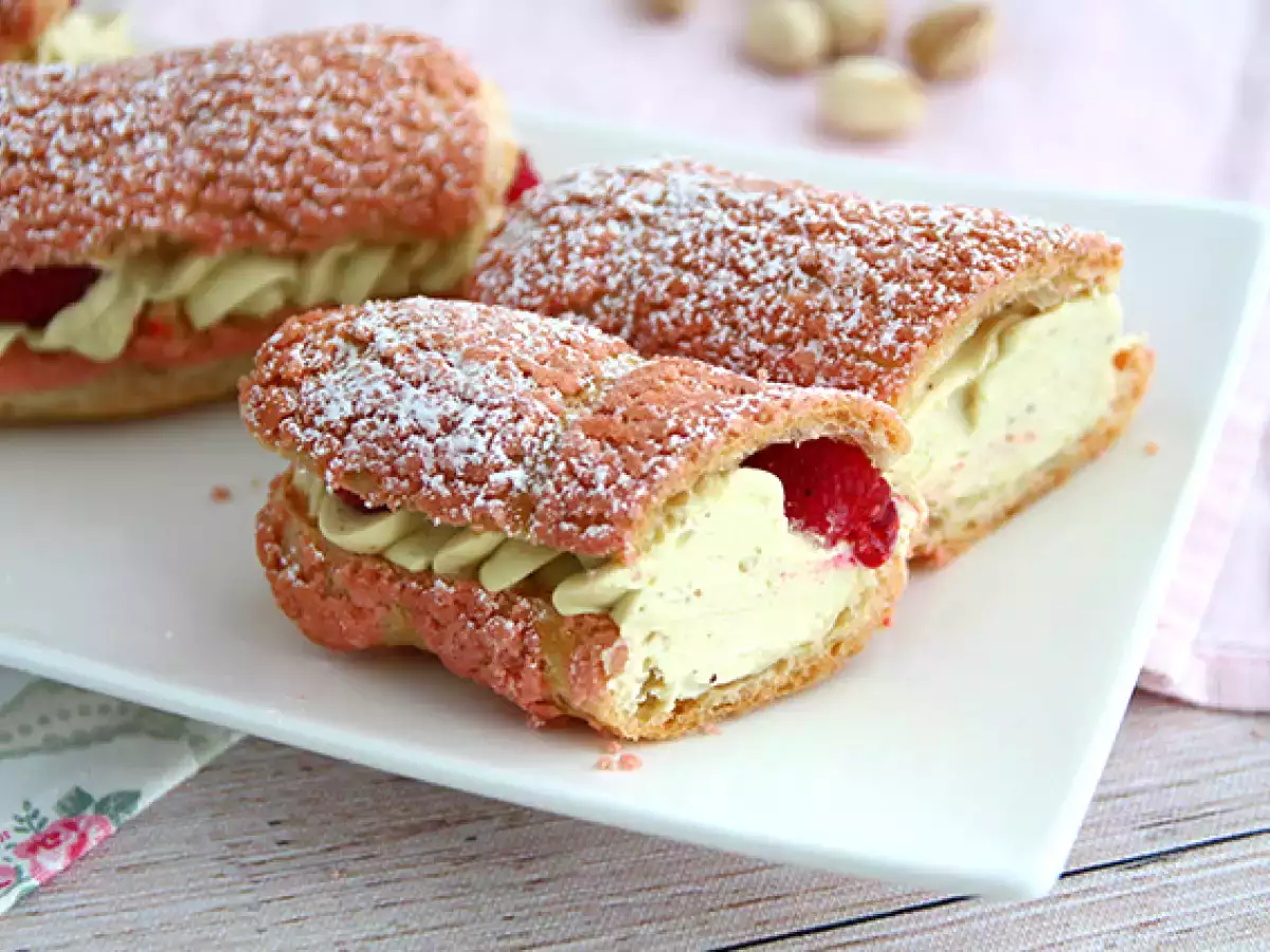 Eclair pisztáciakrémmel és málnával - fotó 4