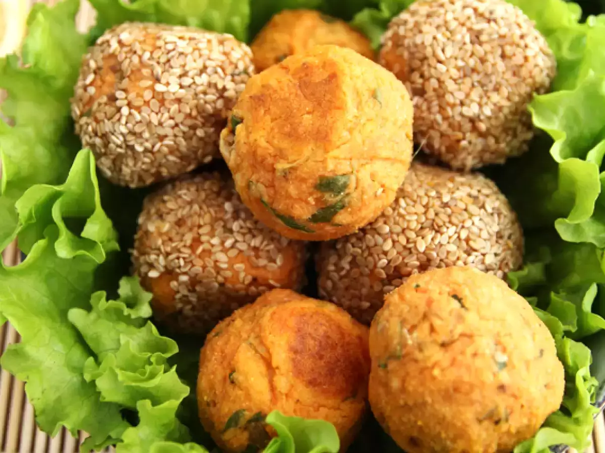 Édesburgonya falafel - fotó 2