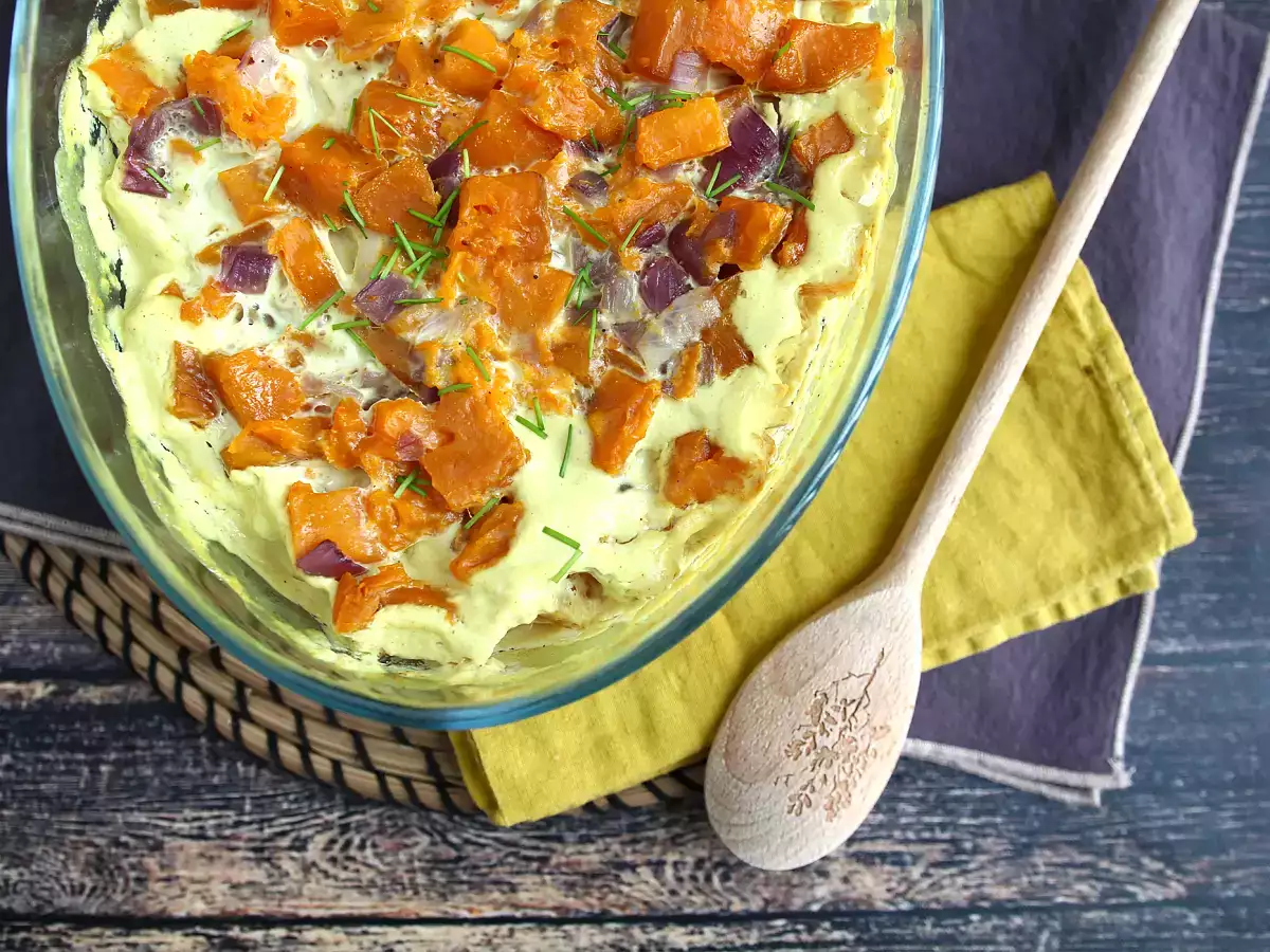 Édesburgonya gratin kókusztejjel és curryvel ízesítve - fotó 3